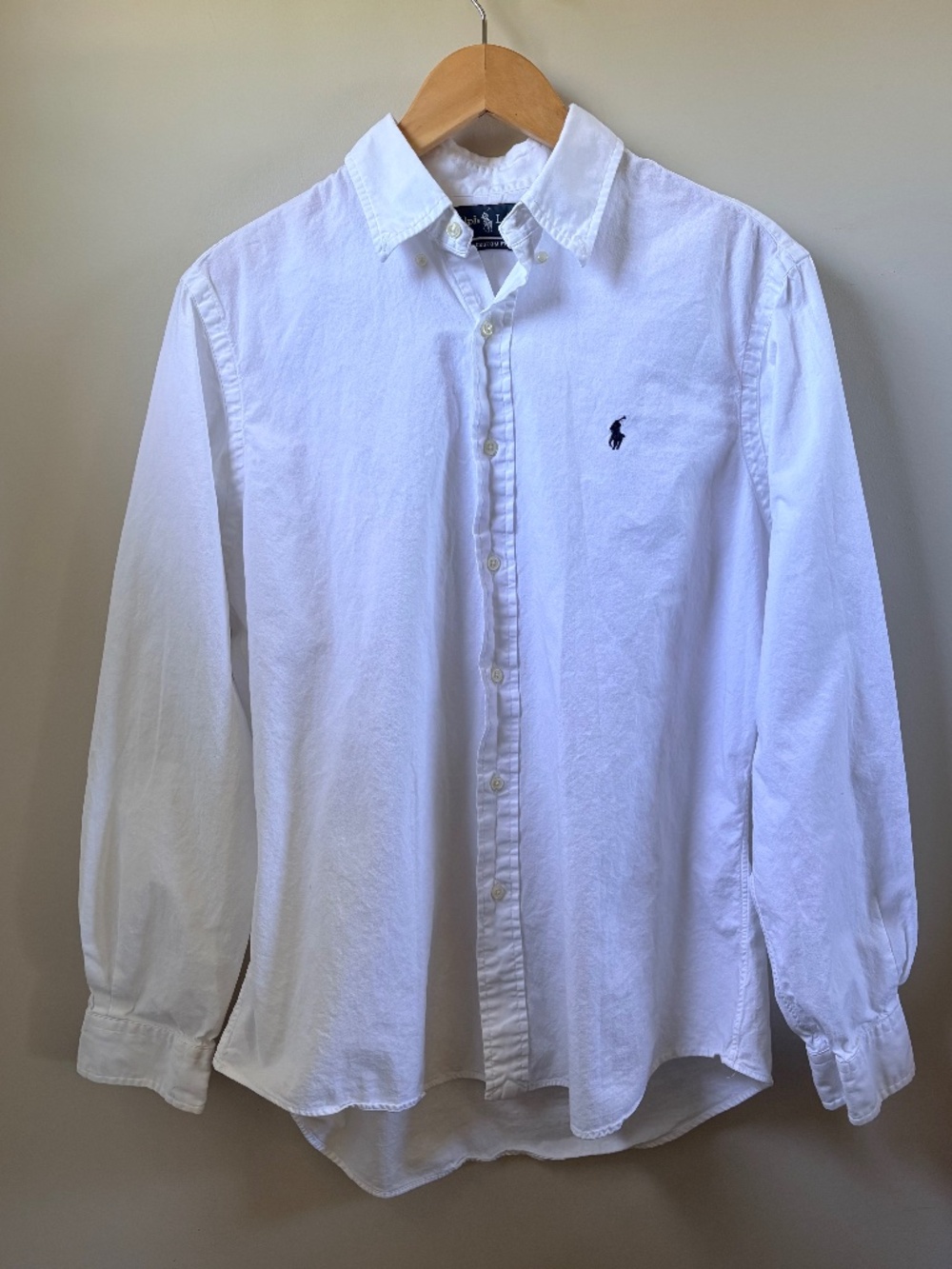 Ralph Lauren White Custom Fit Cotton Button Down Shirt